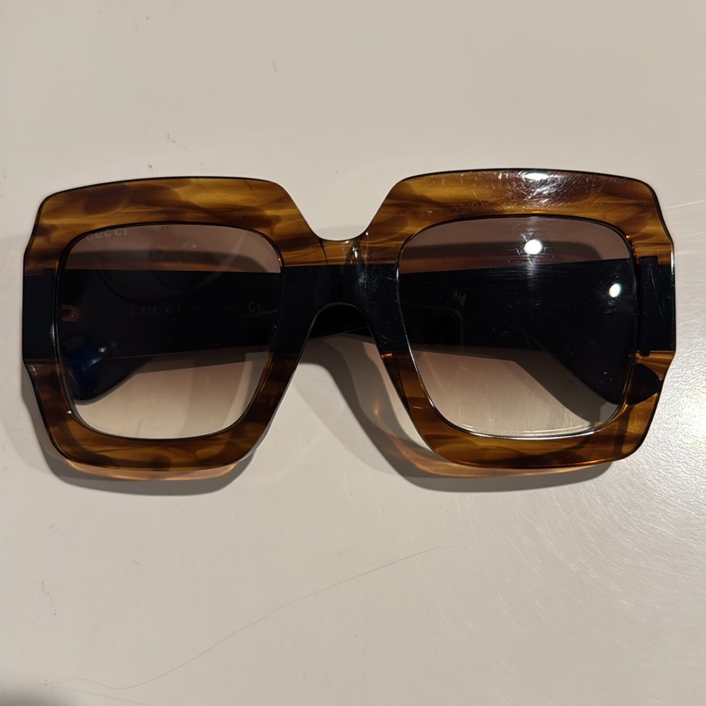 Gucci Brown Oversized Square Sunglasses with Tortoiseshell Pattern